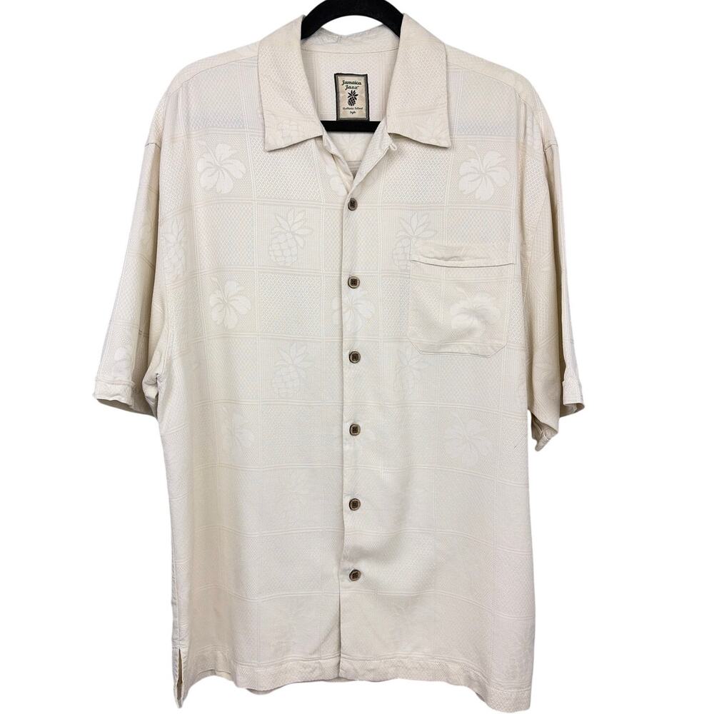 Jamaica Jaxx Silk Tropical Beachy Casual Summer Lightweight Short Sleeve Men XL